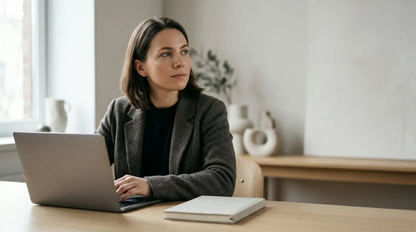 Professionnel introverti travaillant de maniere authentique sur strategie de marque personnelle digitale
