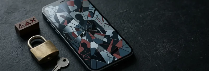 Une atmosphère de méfiance numérique illustrant la vigilance nécessaire lors des rencontres en ligne