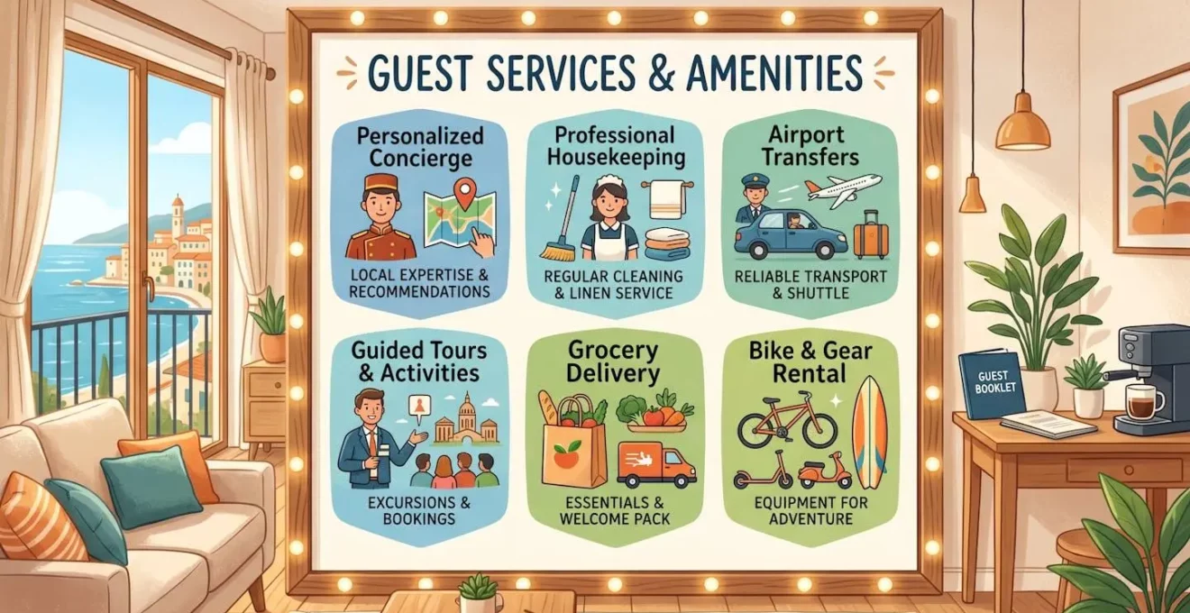 Représentation visuelle des services complémentaires en location meublée touristique